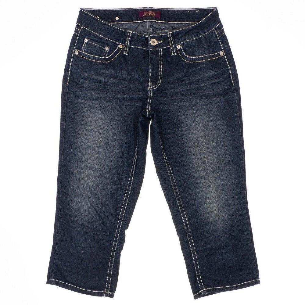 Royalty Crop Capri Jeans Size 6 Womens Mid Rise Blue Denim Measures 30 x 20
